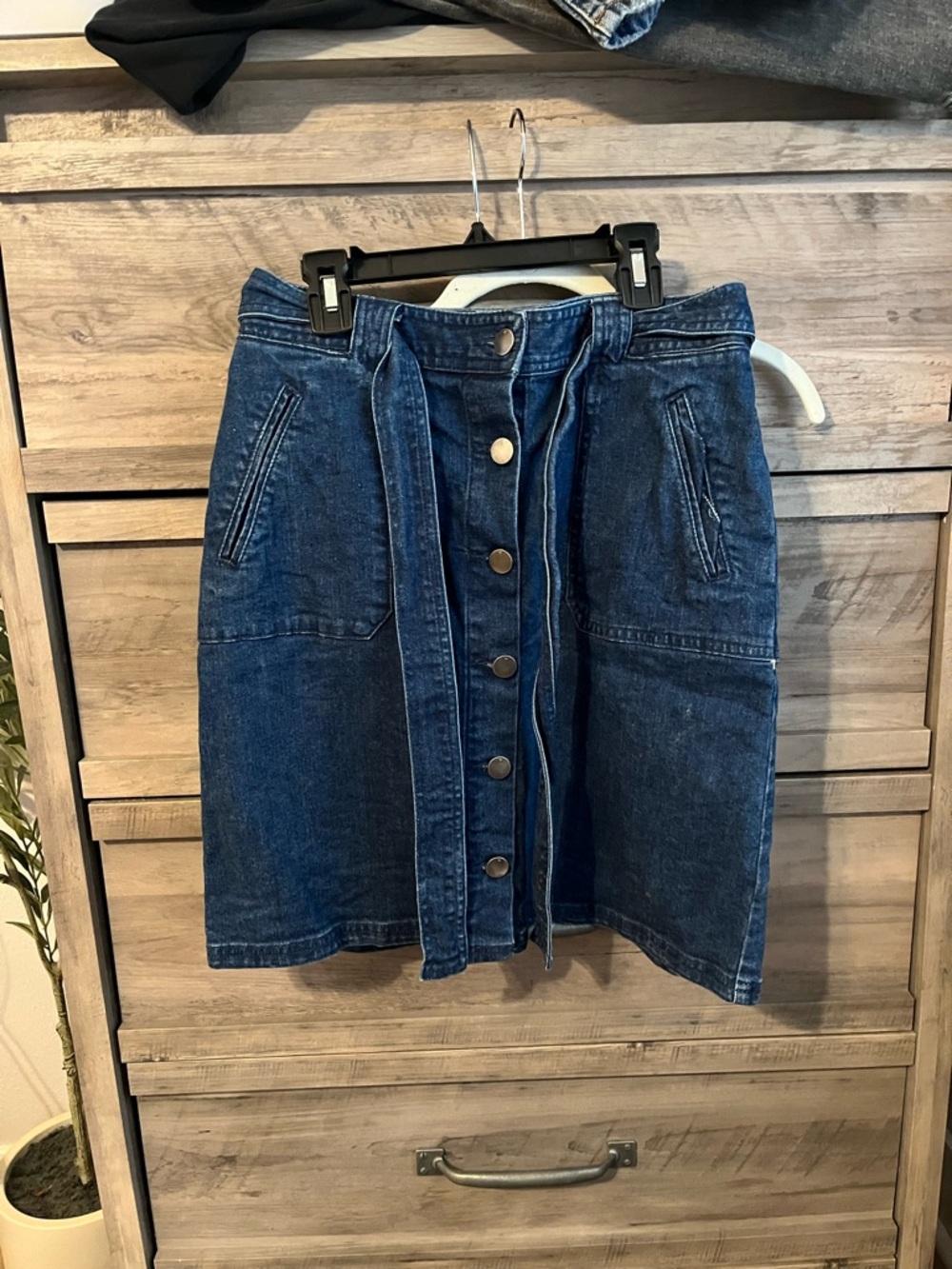 a new day Blue Button-Front Denim Mini Skirt with Tie Belt